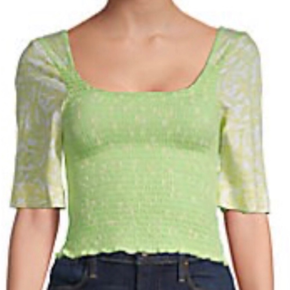 FREE PEOPLE Marigold Smoked Top Keylime